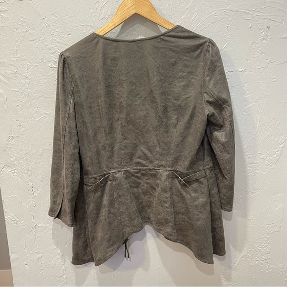 Miilla Gray Waterfall Vegan Leather Jacket Fall Steampunk Neutral sz Large - Picture 2 of 5